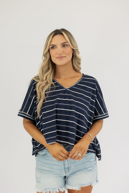THE HEADED OUT STRIPED TOP