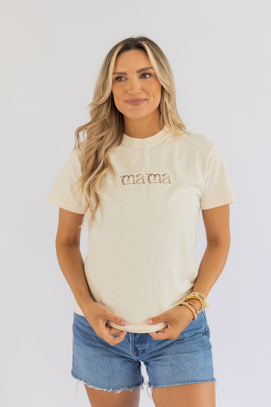 THE MAMA FLORAL EMBROIDERED TEE