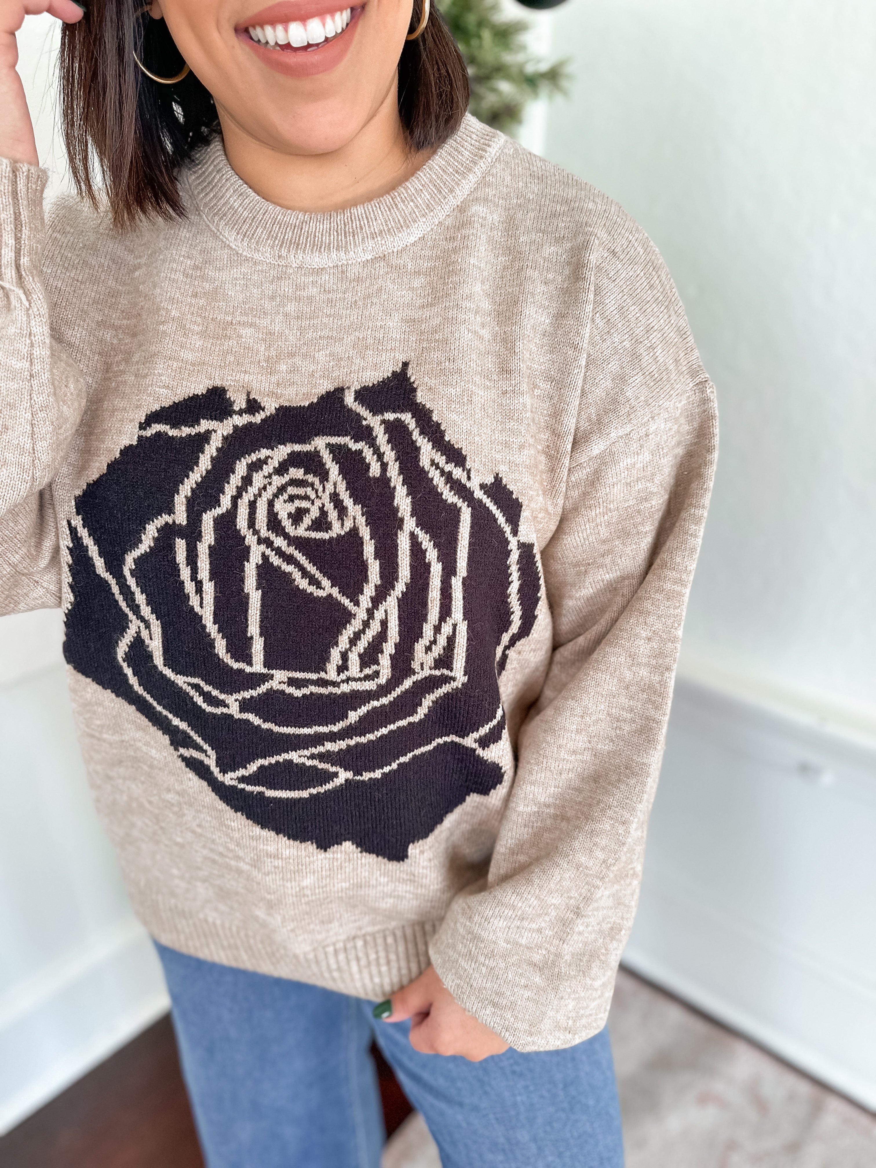 White rose hot sale sweater