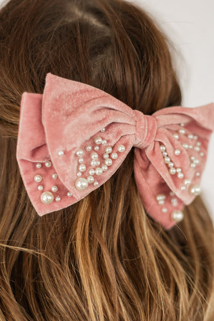 THE BLAIR PEARL BOW | PINK