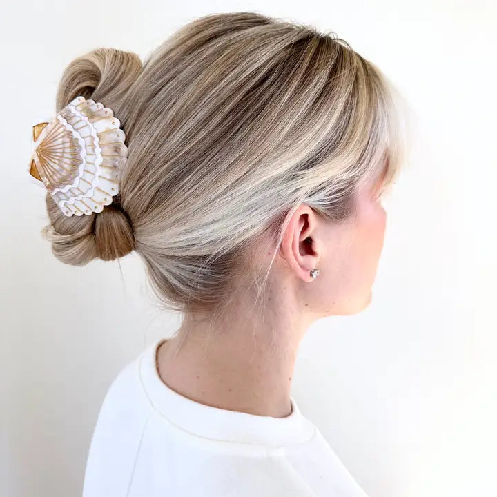 HAND PAINTED SEASHELL CLAW HAIR CLIP | GOLDEN-SAND