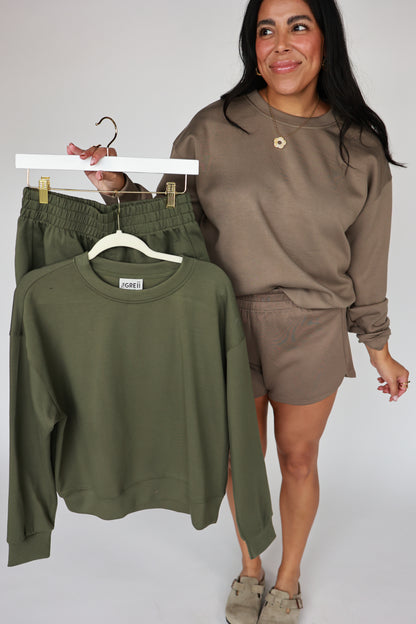 THE PULLOVER SET IN OLIVE | TOP ONLY