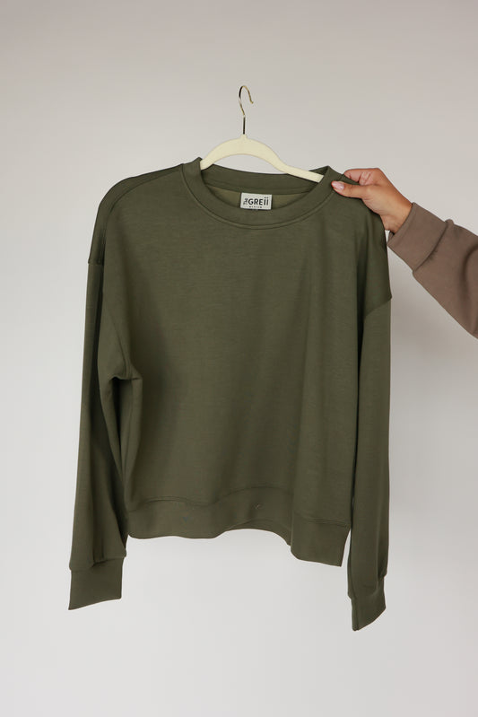 THE PULLOVER SET IN OLIVE | TOP ONLY