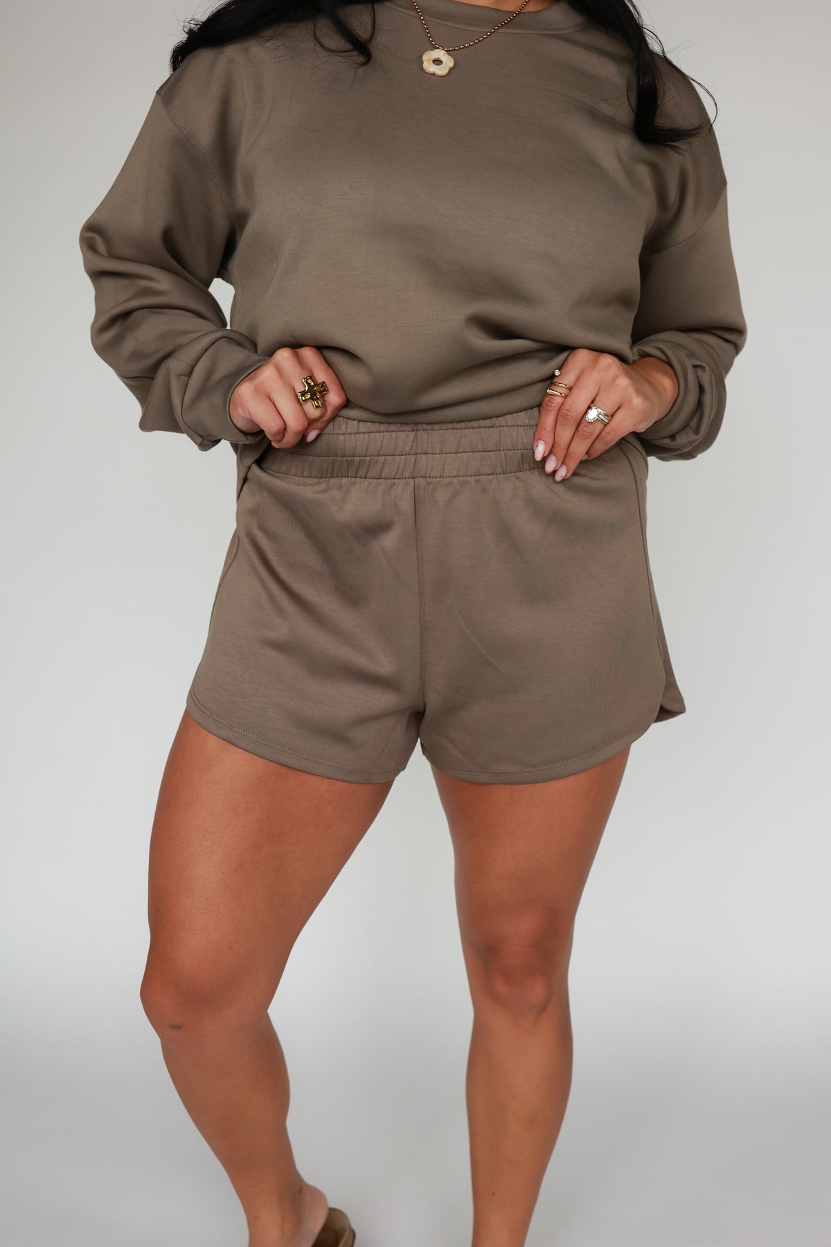 THE PULLOVER SET IN MOCHA BROWN | BOTTOMS ONLY