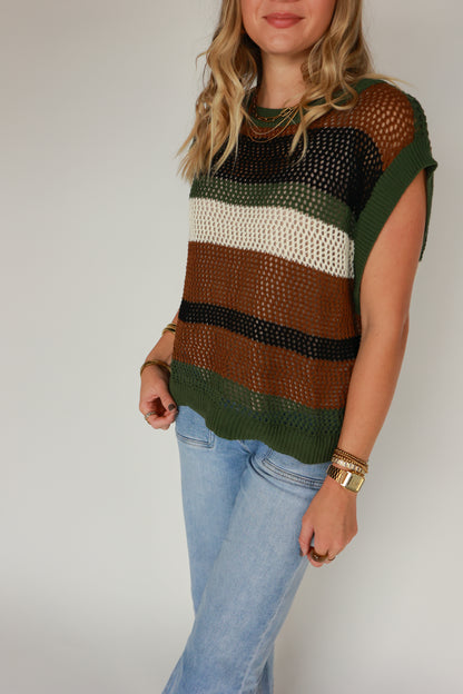 THE OLIVE COLOR BLOCK SLEEVELESS TOP