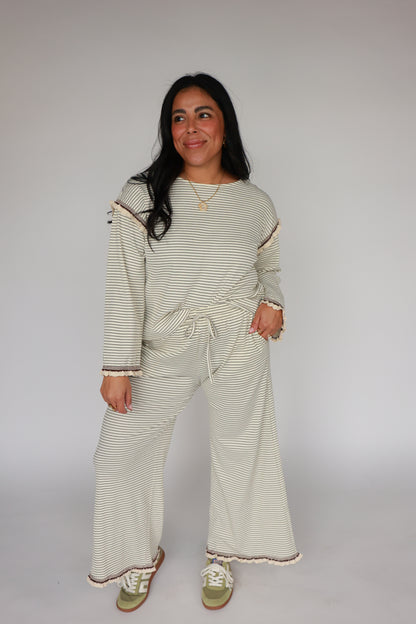 THE CREAM + BROWN STRIPE SET | TOP ONLY