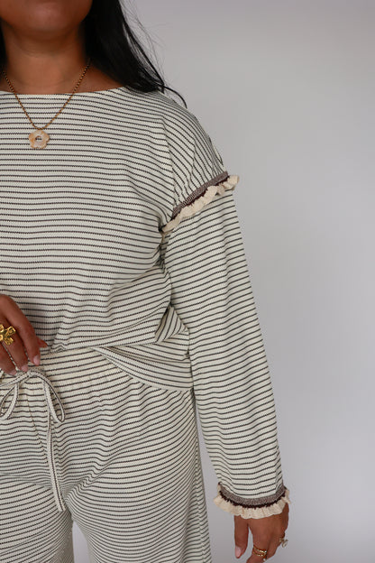 THE CREAM + BROWN STRIPE SET | TOP ONLY