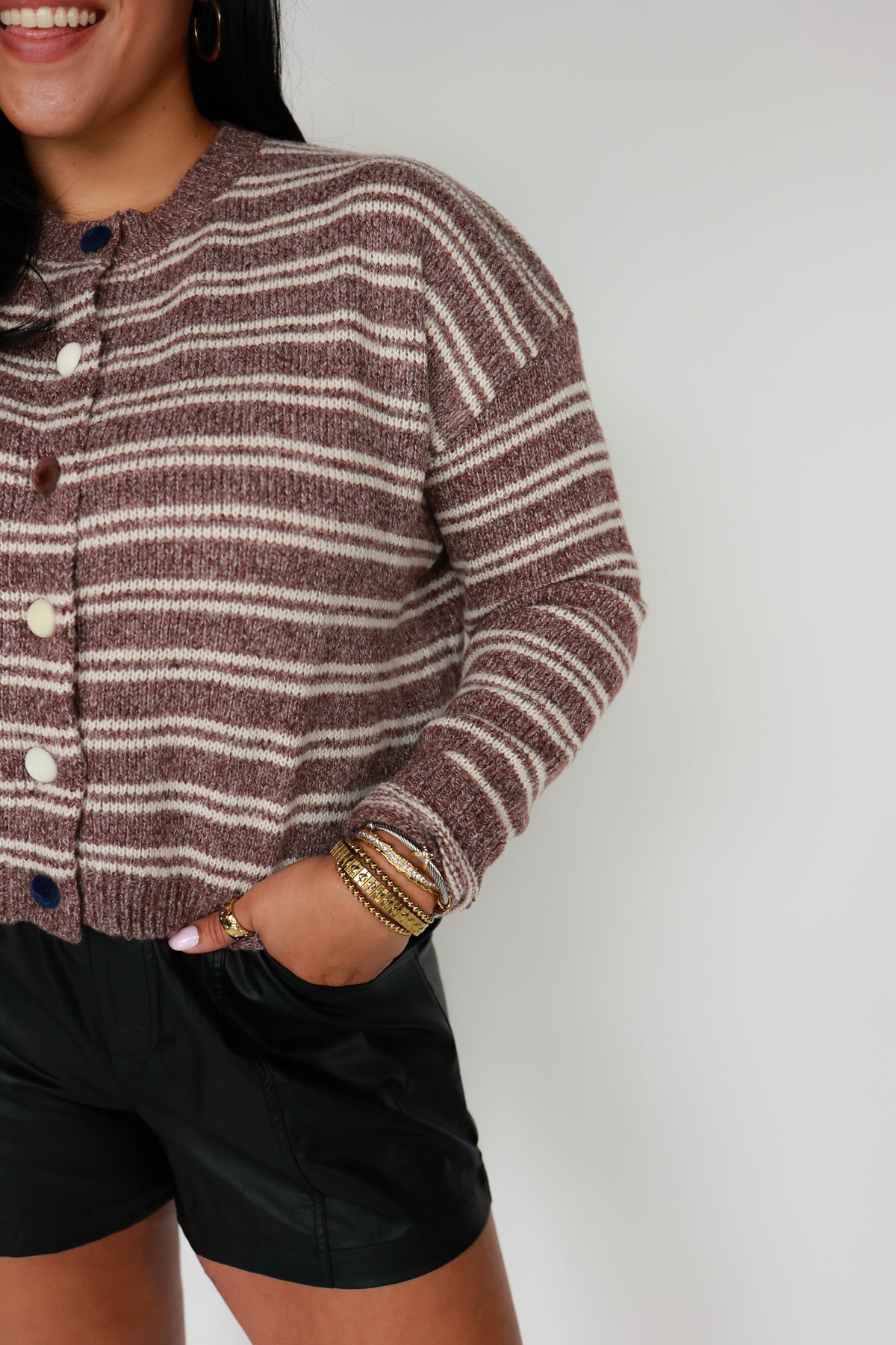 THE LEATHER SMOCKED WAIST SHORTS