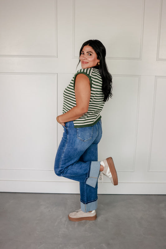THE OLIVE STRIPED TOP
