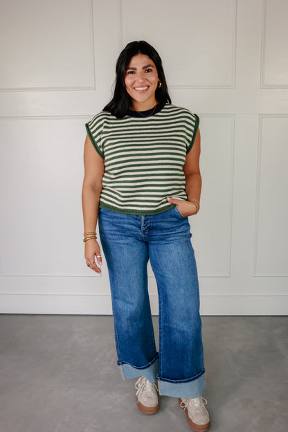 THE OLIVE STRIPED TOP
