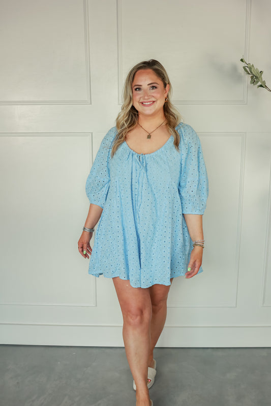 SKY BLUE FLORAL ROMPER