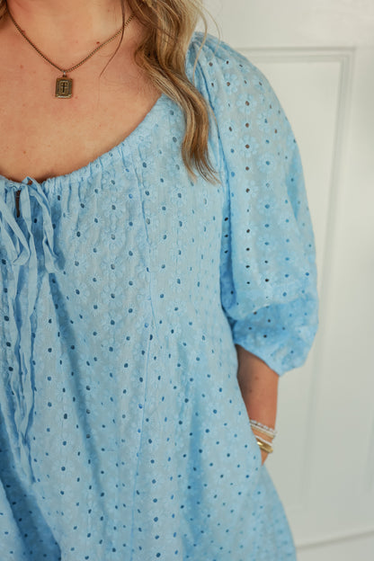 SKY BLUE FLORAL ROMPER