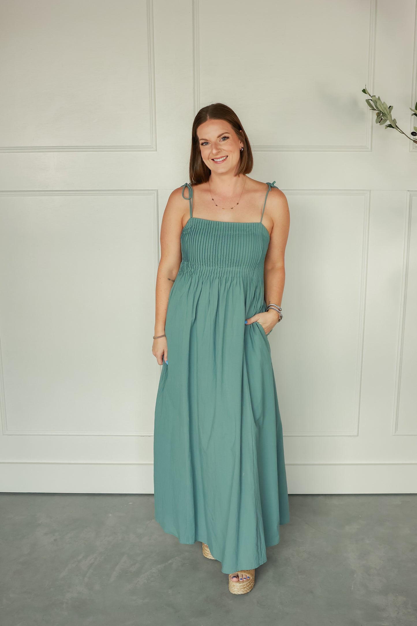 THE SIENNA MIDI DRESS | SMOKY TEAL