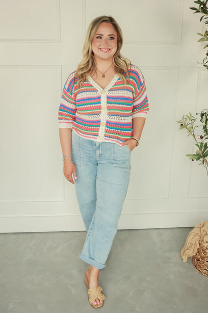 MULTI COLORED KNIT CARDIGAN