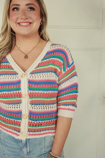 MULTI COLORED KNIT CARDIGAN