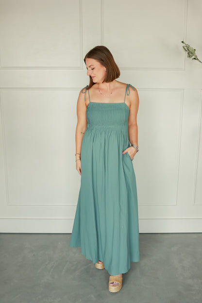 THE SIENNA MIDI DRESS | SMOKY TEAL