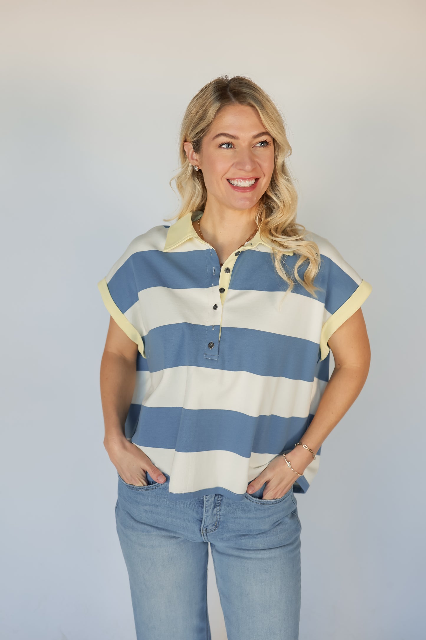 THE FRESH STRIPE COLLAR TOP