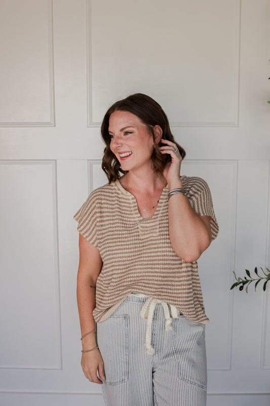 STONE + SAND STRIPE TOP
