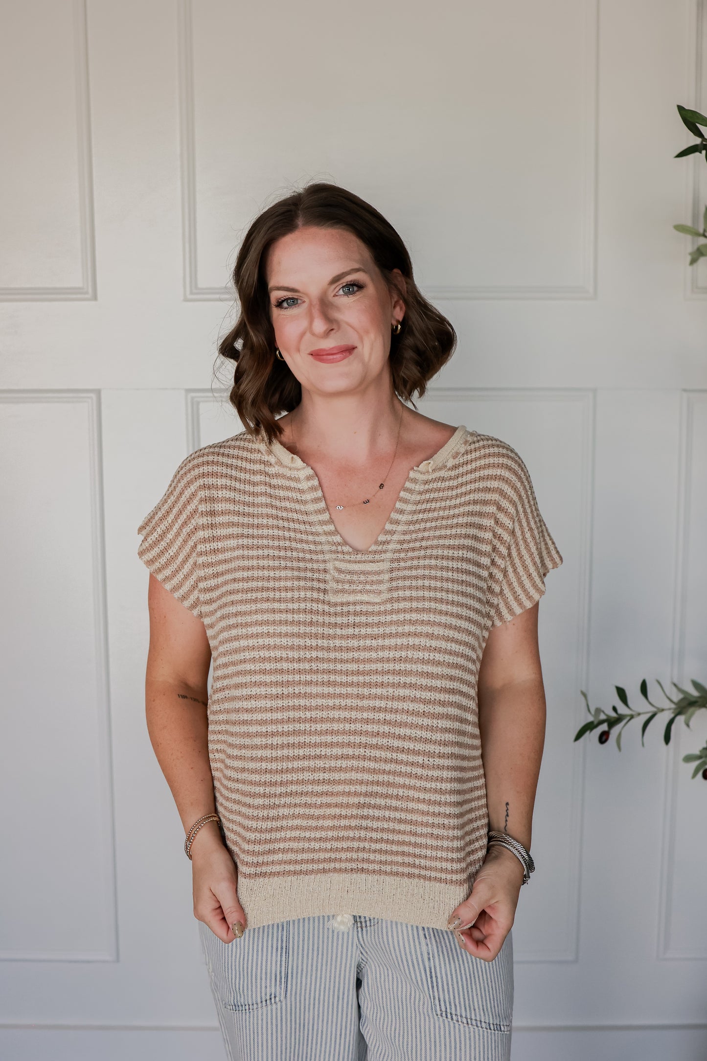 STONE + SAND STRIPE TOP