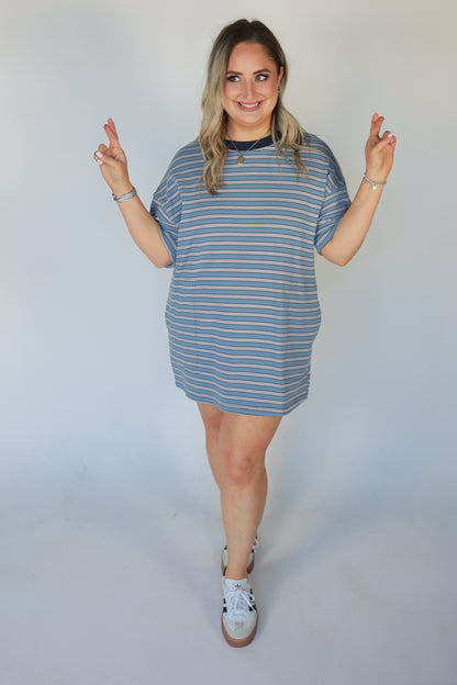 THE EASY STRIPE DRESS | BLUE
