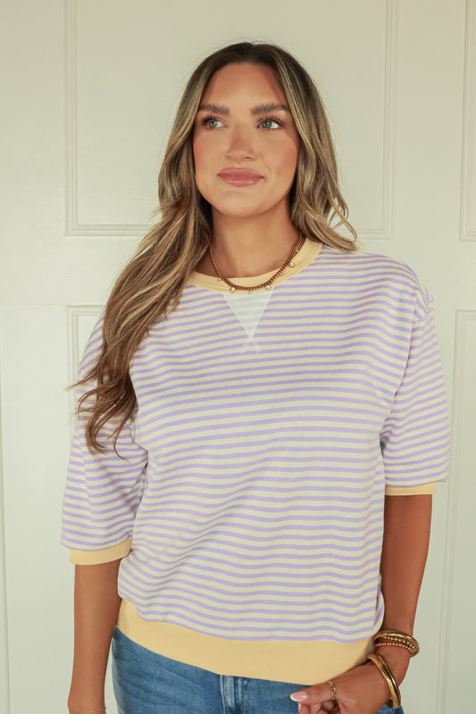 THE LEMON LAVENDER STRIPED TOP