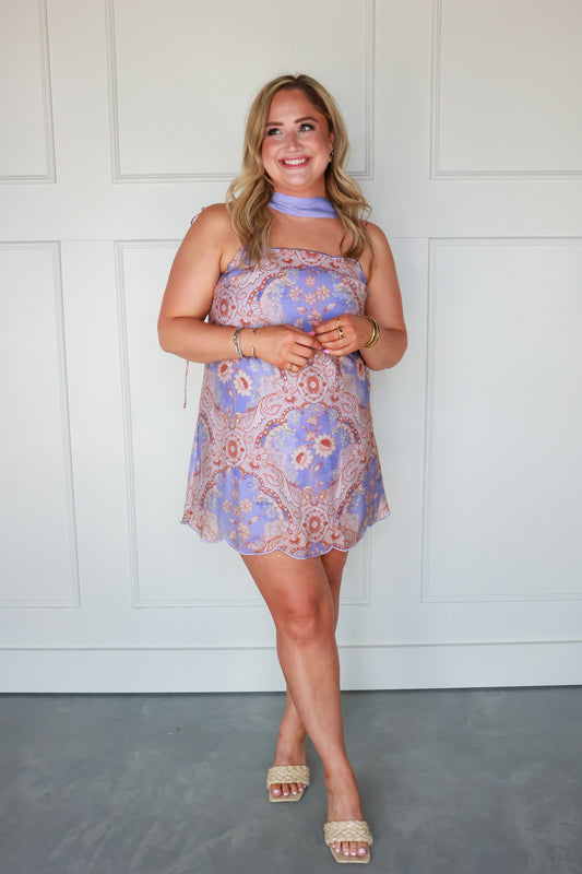 LAVENDER PAISLEY MINI DRESS