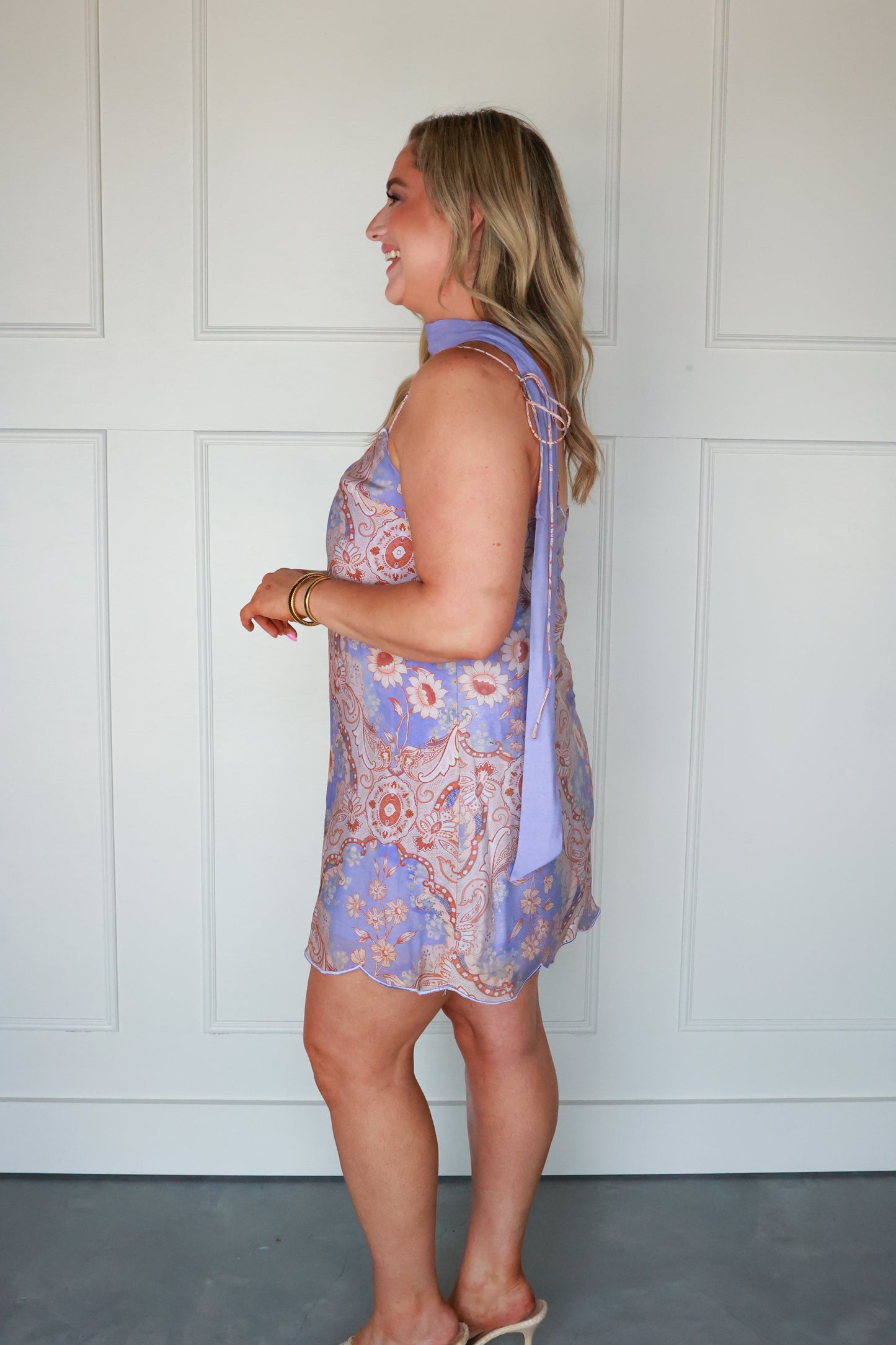 LAVENDER PAISLEY MINI DRESS