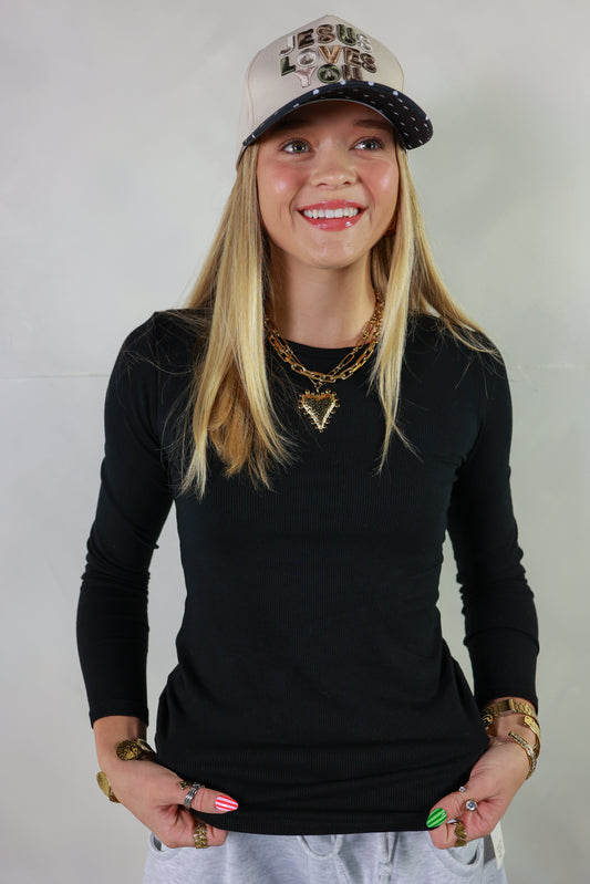 THE LUXE RIBBED TOP | BLACK