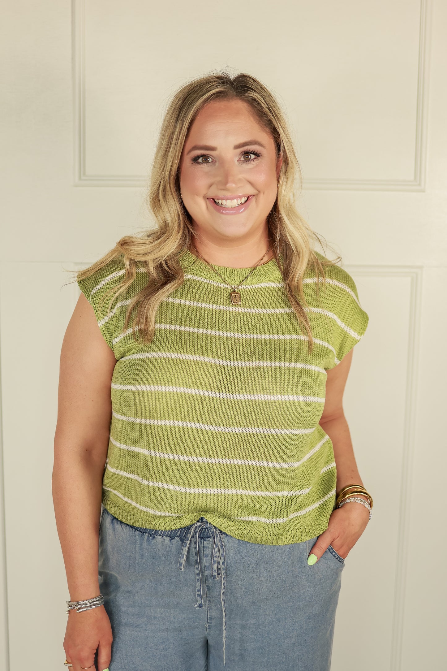 THE CLOVER STRIPED TOP | GREEN