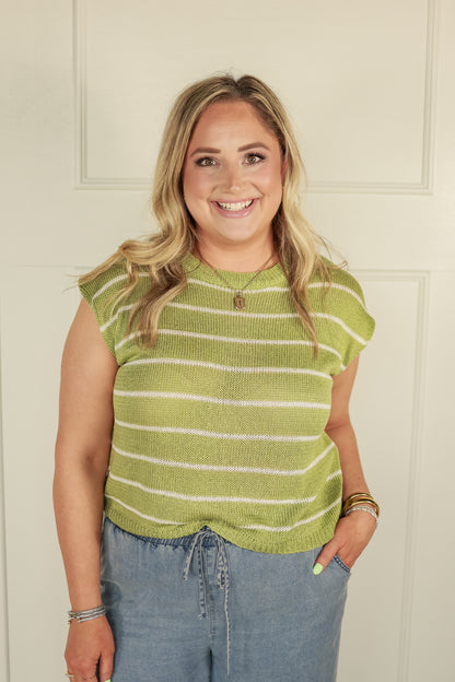 THE CLOVER STRIPED TOP | GREEN