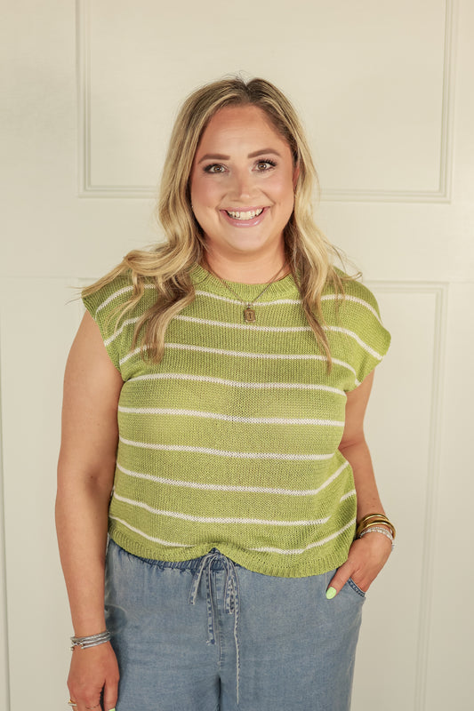 THE CLOVER STRIPED TOP | GREEN