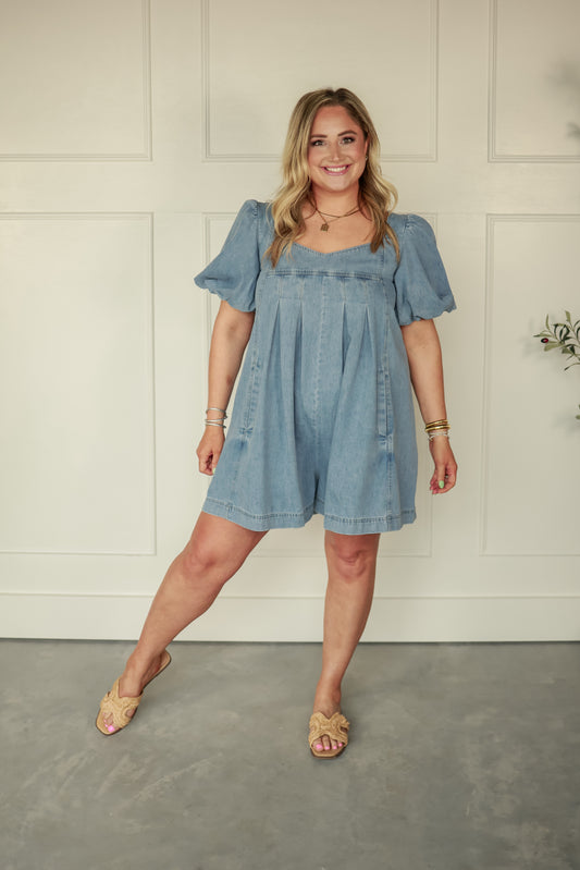 THE DOUBLE TAKE DENIM ROMPER