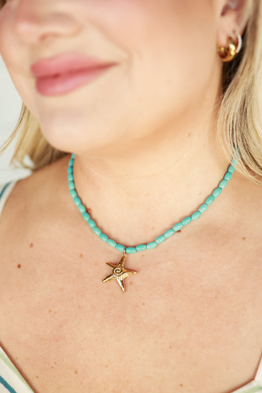 COASTAL DRIFT STARFISH NECKLACE | TURQUOISE