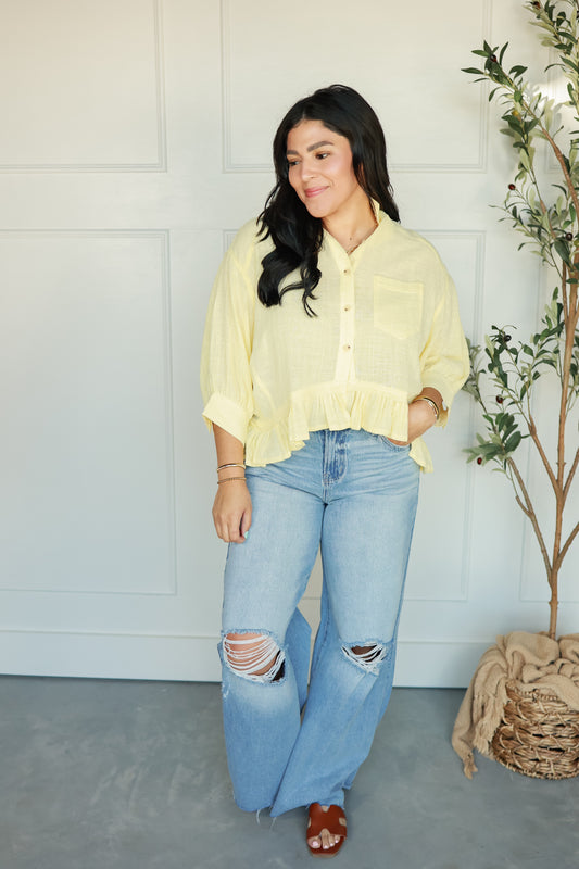 BREEZE RUFFLE HEM TOP | BUTTER