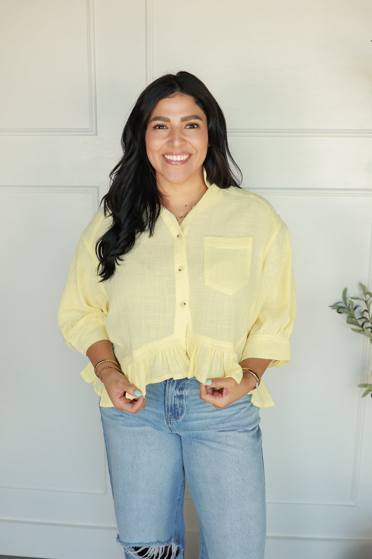 BREEZE RUFFLE HEM TOP | BUTTER