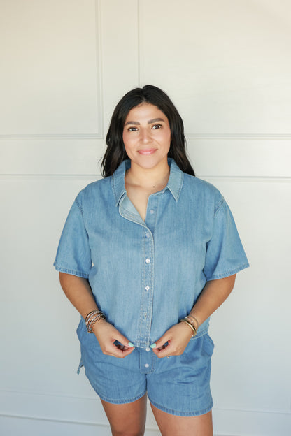 CLASSIC CHARM DENIM SET | TOP ONLY