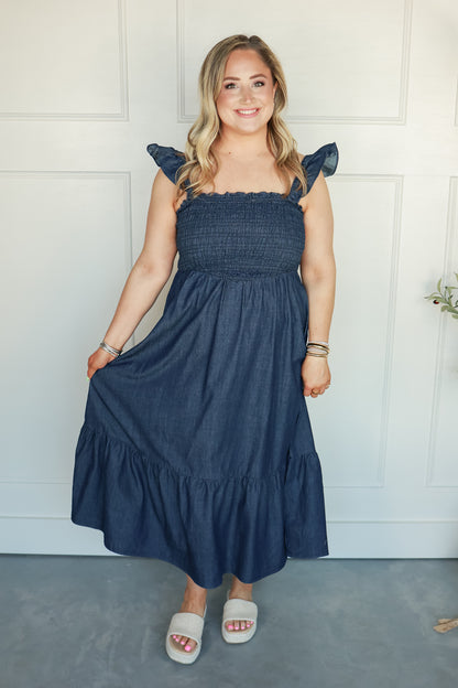 DENIM DAYDREAM MIDI DRESS