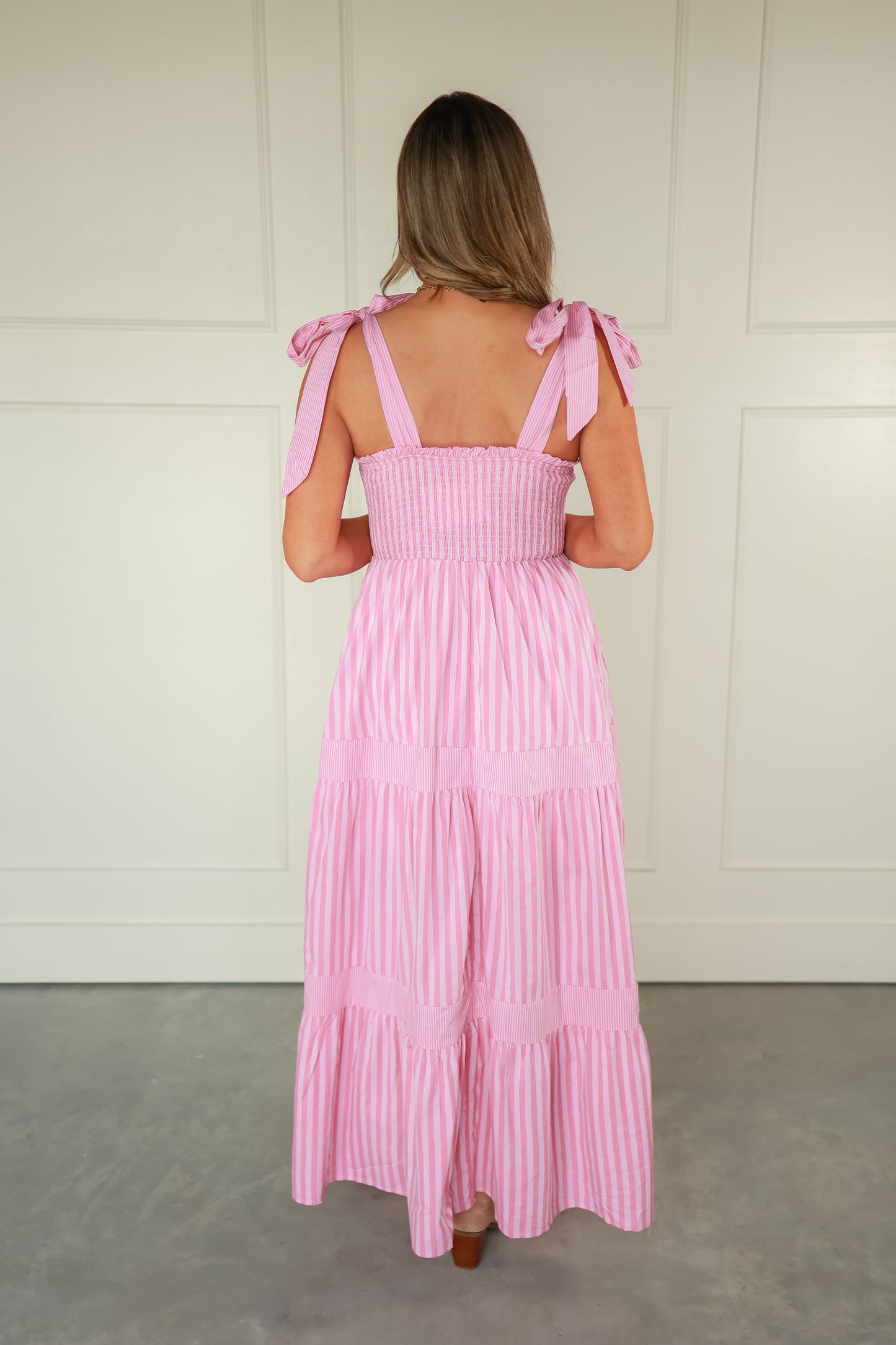 THE MIX STRIPE MAXI DRESS | PINK