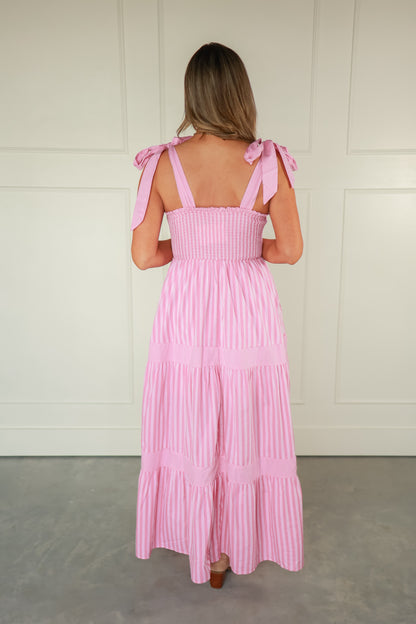 THE MIX STRIPE MAXI DRESS | PINK