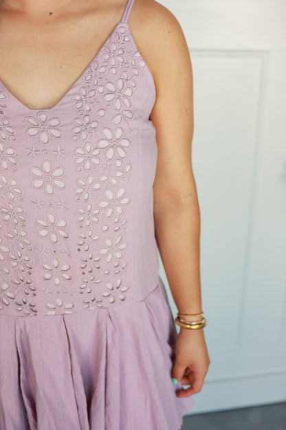 LAVENDER DROP WAIST SLIP DRESS