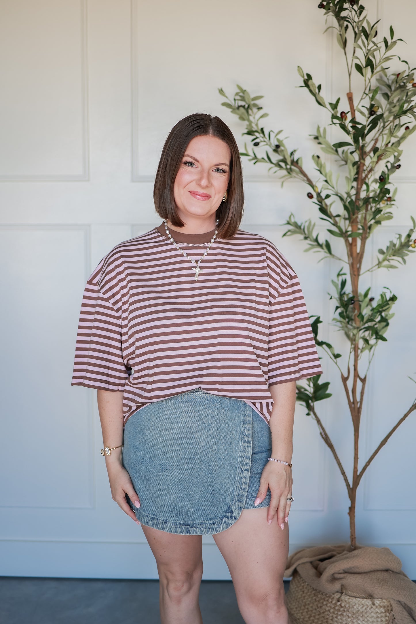 THE LENA STRIPED RELAXED FIT TOP