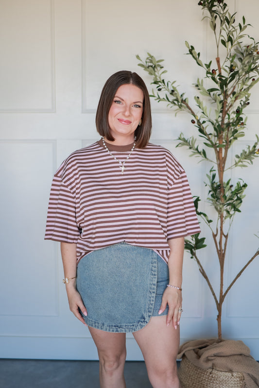 THE LENA STRIPED RELAXED FIT TOP