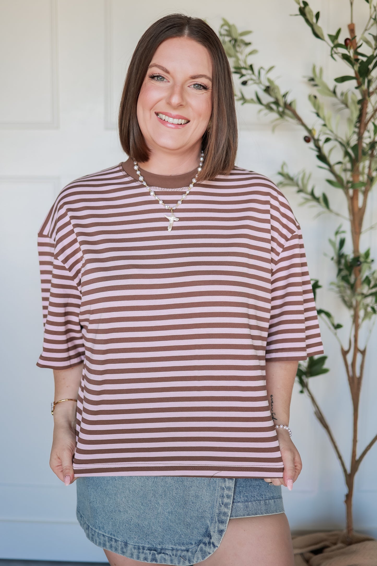 THE LENA STRIPED RELAXED FIT TOP