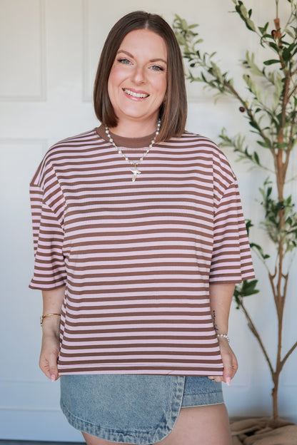 THE LENA STRIPED RELAXED FIT TOP