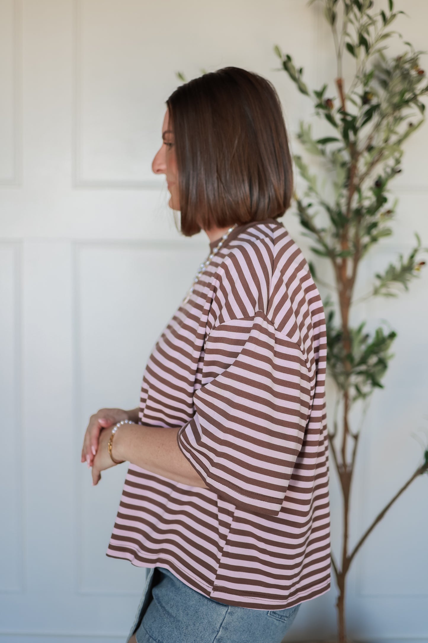 THE LENA STRIPED RELAXED FIT TOP