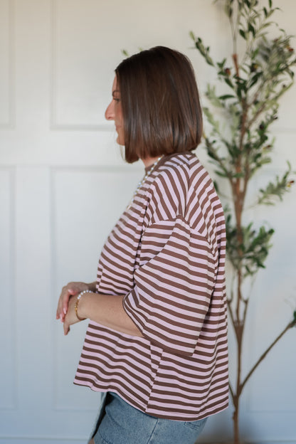 THE LENA STRIPED RELAXED FIT TOP
