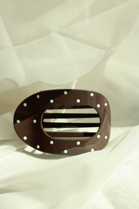 JUMBO LAY FLAT CLAW CLIP | CHOCOLATE POLKA DOTS