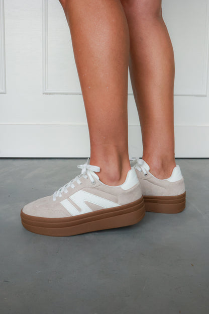 THE IT SNEAKER IN BEIGE + WHITE