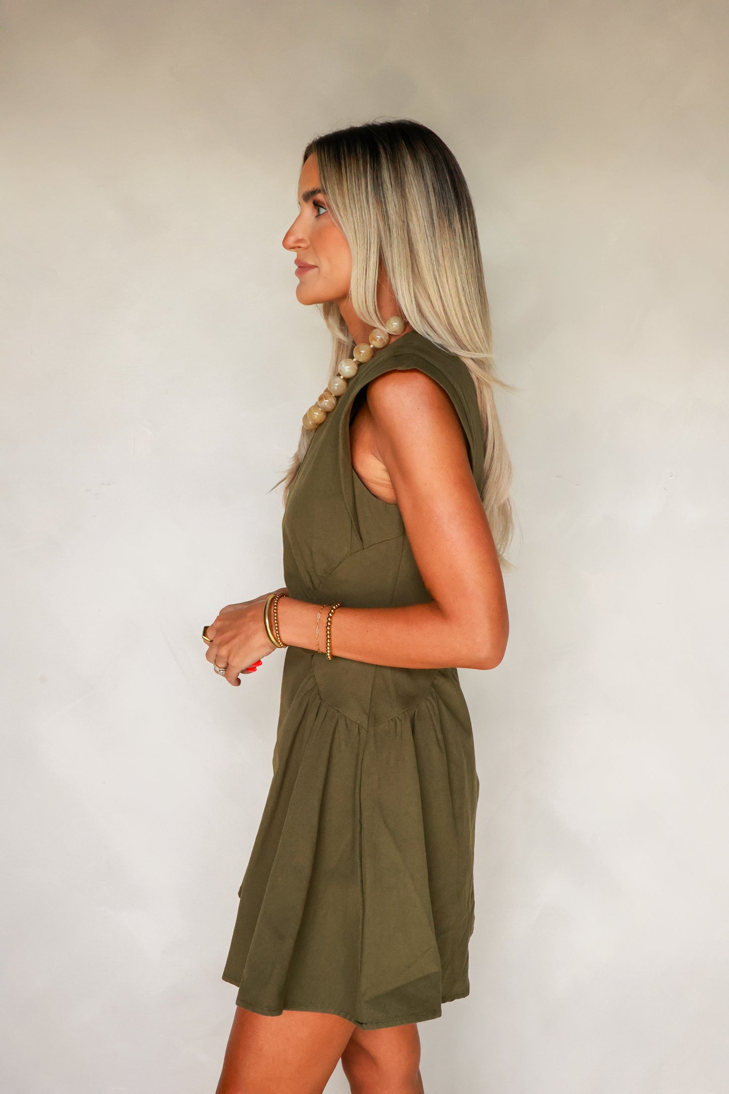 THE VINTAGE OLIVE MINI DRESS