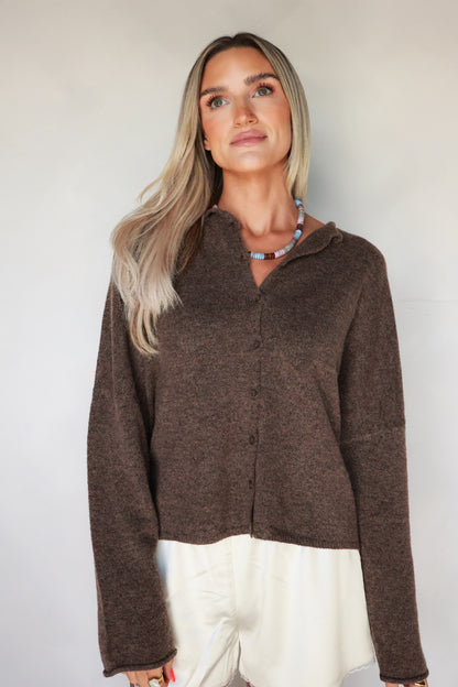 THE PIPER CARDIGAN | DARK BROWN